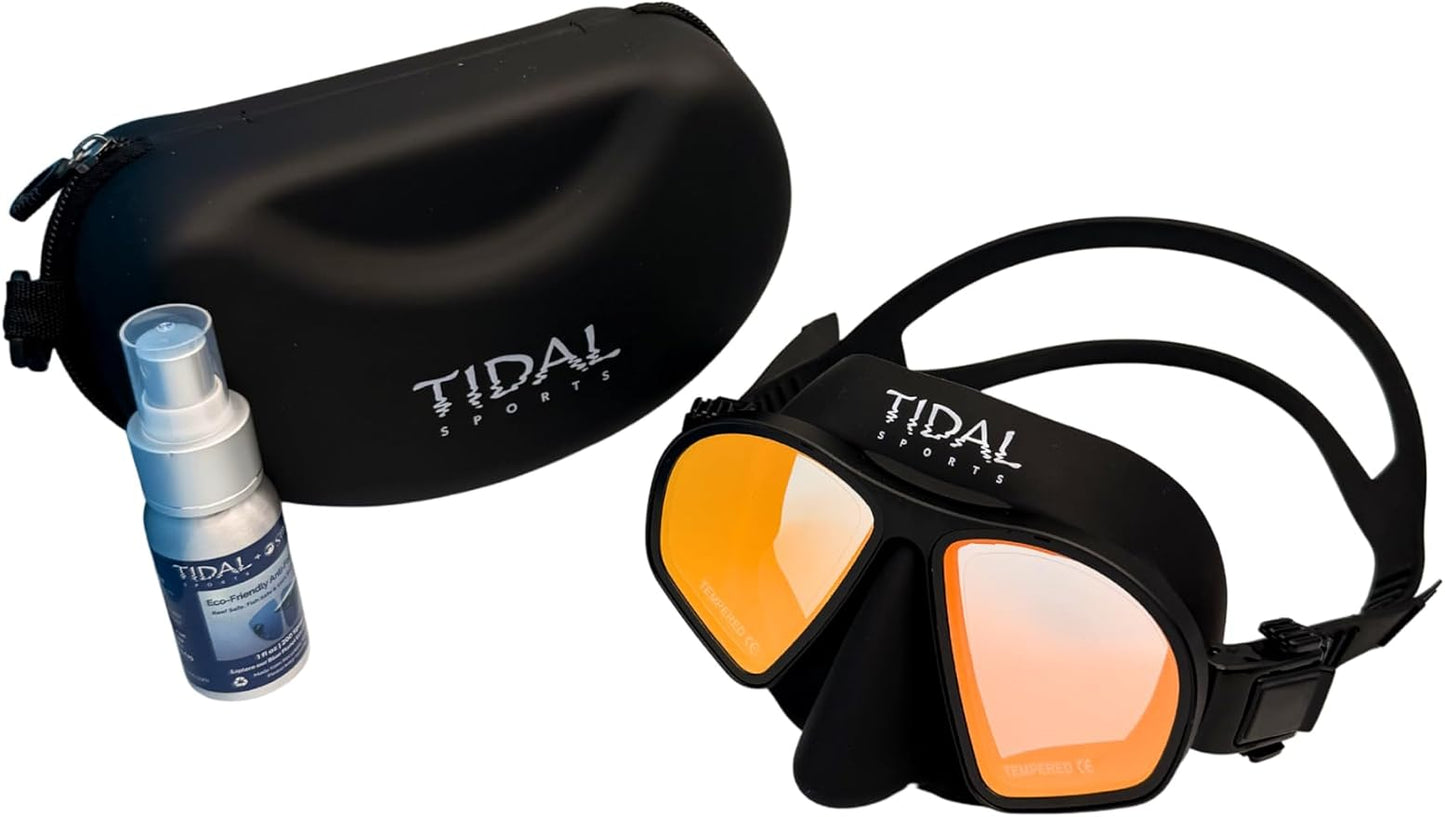 Tidal Freedive Mask - Aluma Pro with Advanced Anti-Fog Technology. Ultra Low Volume Mask for Freediving, Snorkeling and Scuba Diving. Tempered Glass Lens.