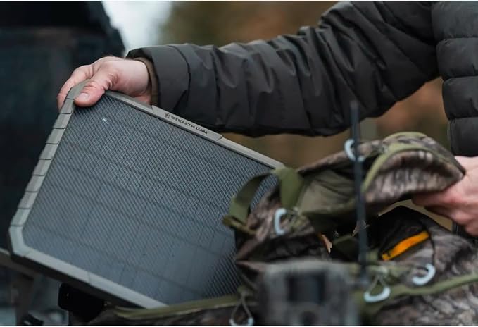 Stealth CAM FieldMAX External EX Solar Battery Pack, 10" Panel, 3000mAh Rechargeable Battery, 6ft Insulated Power Cable, USB Included, Compatible with Trail Cameras w/ 12V Battery Jack