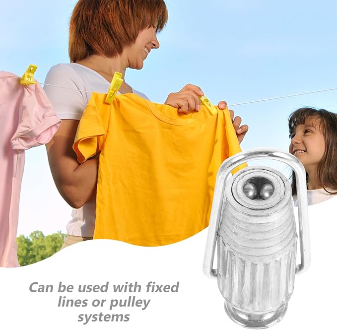 OUNONA Clothesline Tightener 4 Pack Metal Rope Tensioners Lightweight with Spring Ball Bearing Adjustable for Indoor Outdoor Laundry Line Use