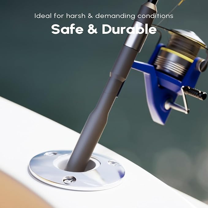 Fishing Rod Holder 2 Pack, 316 Stainless Steel 15/30/90 Degree Rod Holders for Fishing Boat, Flush Mount with Cap, Heavy Duty