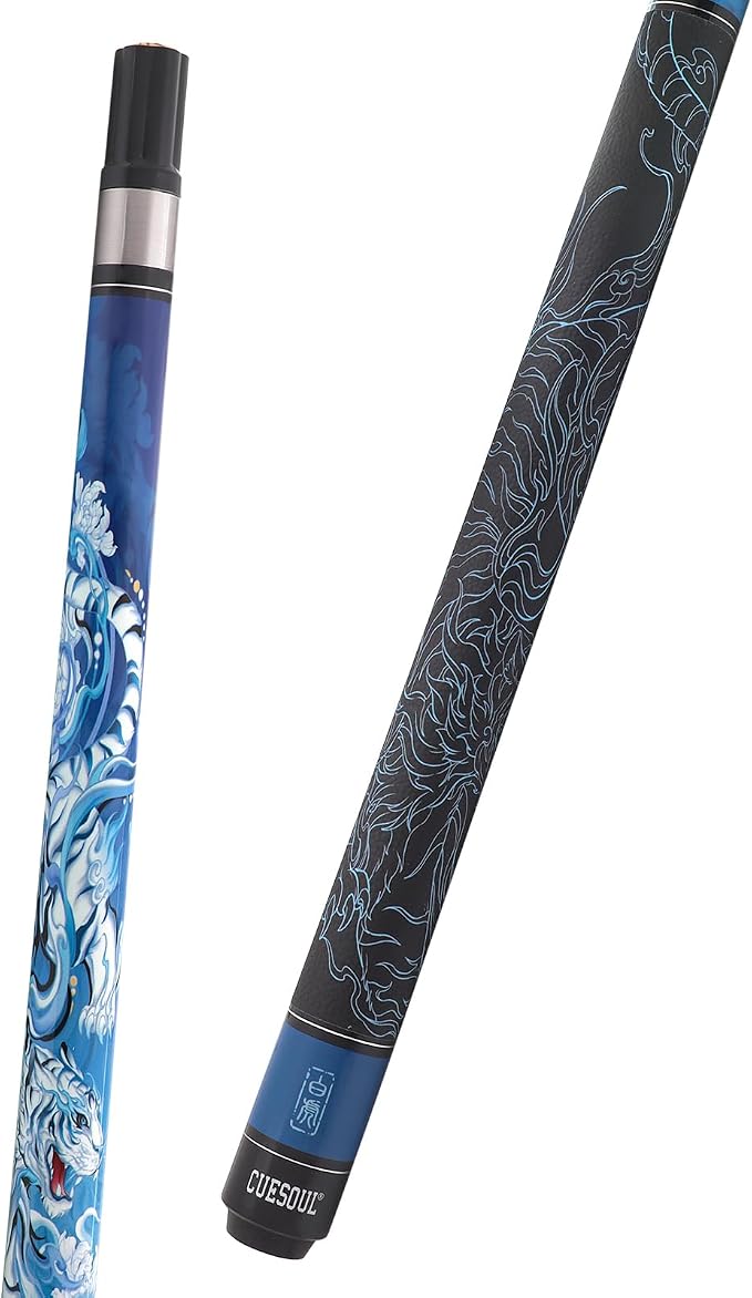 CUESOUL 19oz Pool Cue with Black case,13mm Tip,58inches Mythological Symbols Pattern 4 Styles