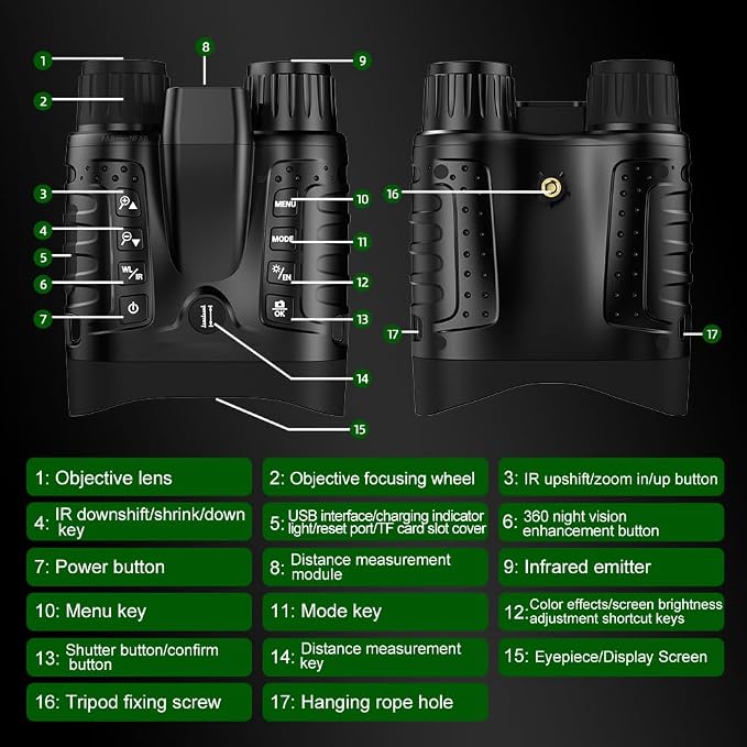 Night Vision Goggles with Rangefinder, 4K Night Vision Binoculars for Adult with 3.2''HD Screen & 4500mAh Rechargeable Battery, 64GB TF Card, 1600FT Viewing Range for Hunting, Camping