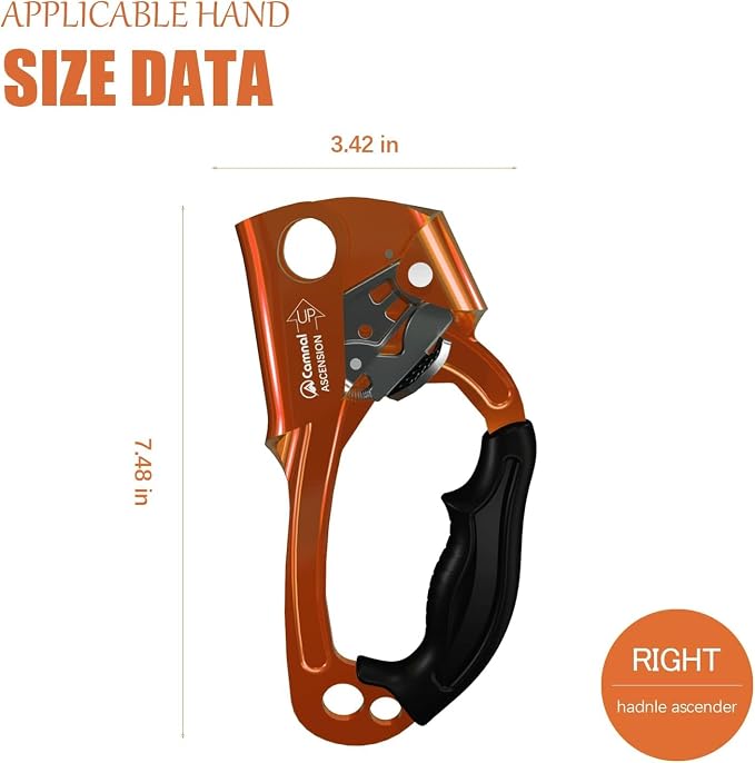 UIAA & CE Certified Hand Ascender for 8–13mm Rope, Rope Clamp for Rock Climbing, Tree Climbing, Arborist, Rappelling Gear – Left/Right Hand