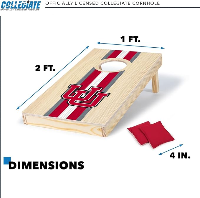 Wild Sports College Portable Size 1' x 2' Solid Wood Cornhole Set with Direct Print HD Team Graphics – Travel Size