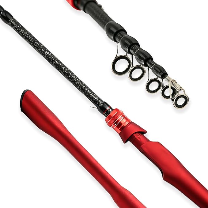 Fishing Rod and Reel Combo Kit, 2PACK Carbon Fiber Telescopic Fishing Pole | 2PACK Portable Spinning Reel Set with Lures,Lines,and Carry Bag for Travel Outdoor Fishing