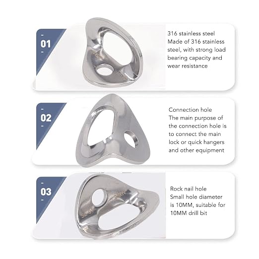 Bolt Hanger,10Pcs Climbing Hanger Lightweight Stainless Steel Rock Climbing Anchors for Cave Exploration Engineering Protection