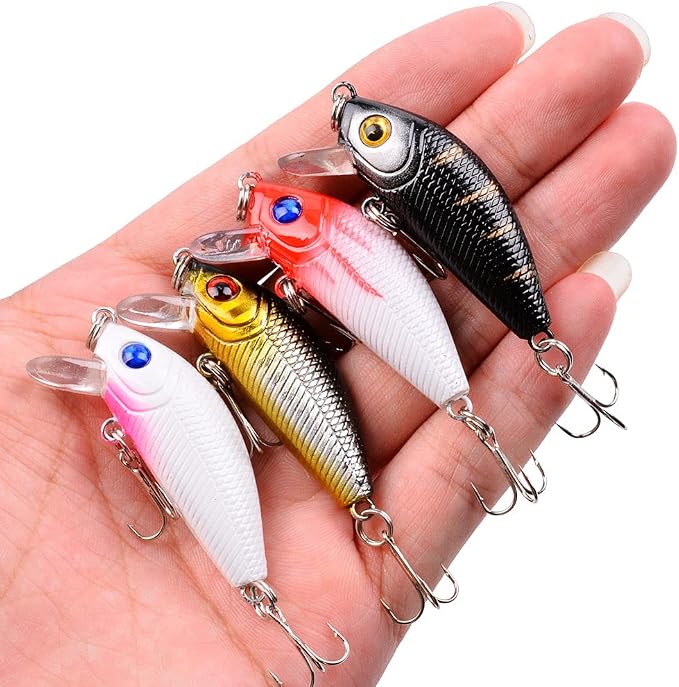 Aorace Fishing Lures Kit Mixed Including Minnow Popper Crank Baits with Hooks for Saltwater Freshwater Trout Bass Salmon Fishing