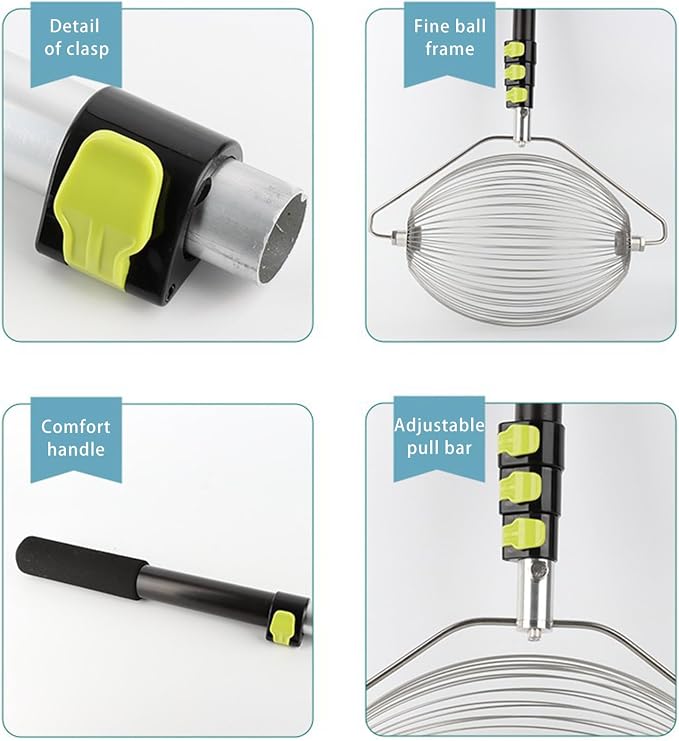 ODISON Tennis Ball Picker, 35+ Balls Capacity Ball Collector with Adjustable Handle, Lightweight Ball Retriever for Tennis, Padel, Baseball, Suitable for All Courts and Ages