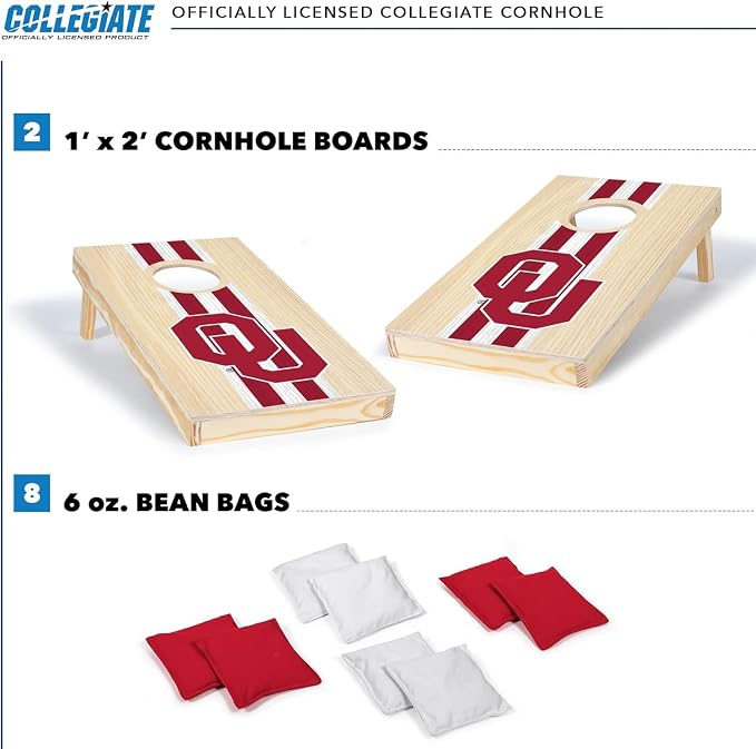 Wild Sports College Portable Size 1' x 2' Solid Wood Cornhole Set with Direct Print HD Team Graphics – Travel Size