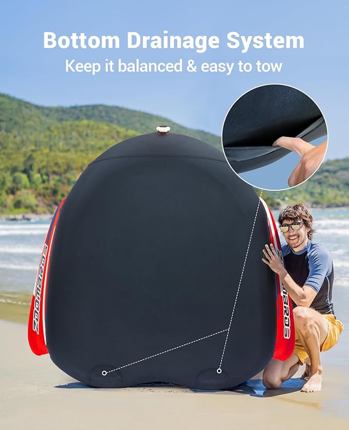 ZOOMBROS Towable Tubes for Boating 2-3 Person, Water Tubes for Boats to Pull, Safety Inflatable Boat Tubes and Towables, Water Sport Towables with Drainage, Quick Connector and Wings