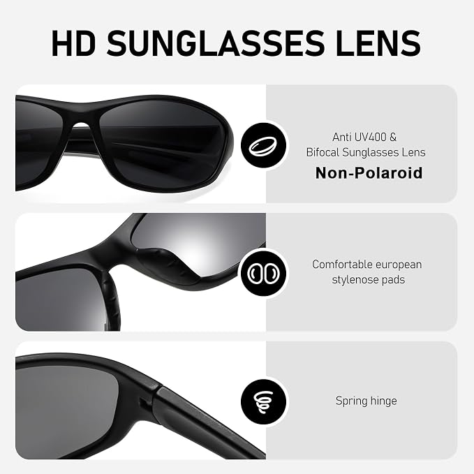 LKEYE Bifocal Reading Sunglasses Men Women Sports Style Sun Reader Wrap Around Build-In UV Protection Driving glasses LK6092