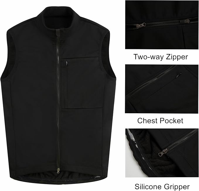 Men's Thermal Fleece Cycling Vest Windproof Waterproof Outerwear Cycling Jersey Bike Gilet Sleeveless Bicycle Jacket