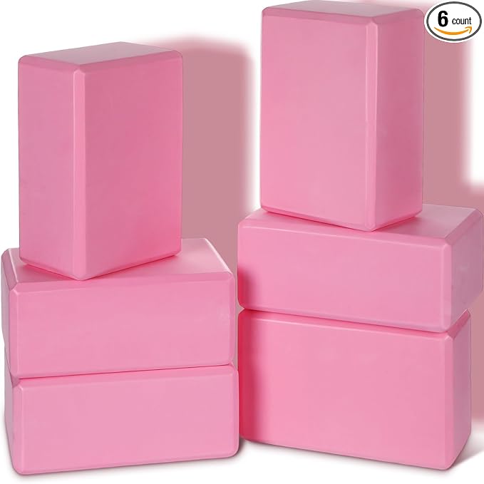 Wettarn 6 Pack Yoga Blocks 9 x 6 x 4 Inch EVA Foam Lightweight Non Slip Yoga Props for Pilates Stretching Meditation