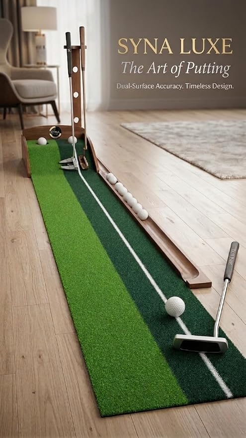 Golf Putting Mat – Practice Putting Green Indoor – Non-Slip Smooth Surface for Indoor & Office – Automatic Ball Return Golf Practice Mat for Home & Indoor Use