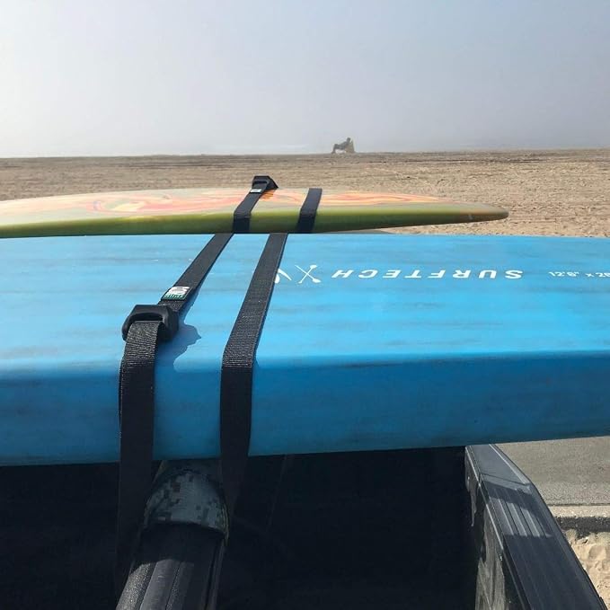 COR Surf Aero Roof Rack Pad and Premium No-Scratch Silicone Buckle Tie Down Straps for Surf, SUP, Kayak and Canoe (19" Wide)
