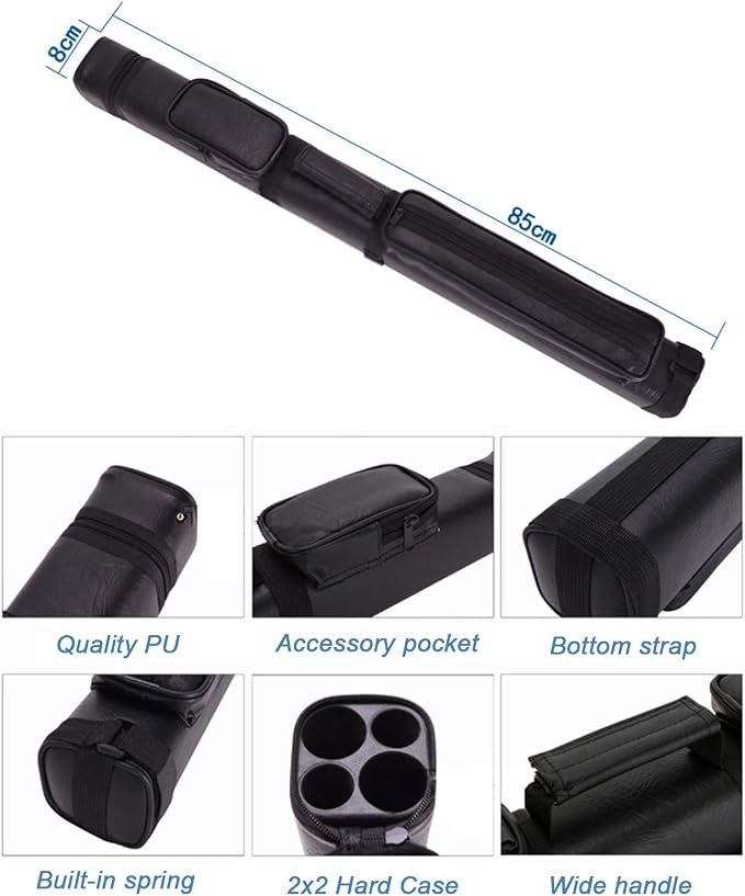 2X2 Billiards Pool Cue Tube Carrying Case