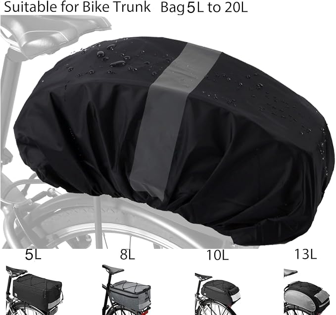 Bike Basket Cover 20L Front Rack Bag Cover E Scooter Basket Cover with Reflective Strip Black