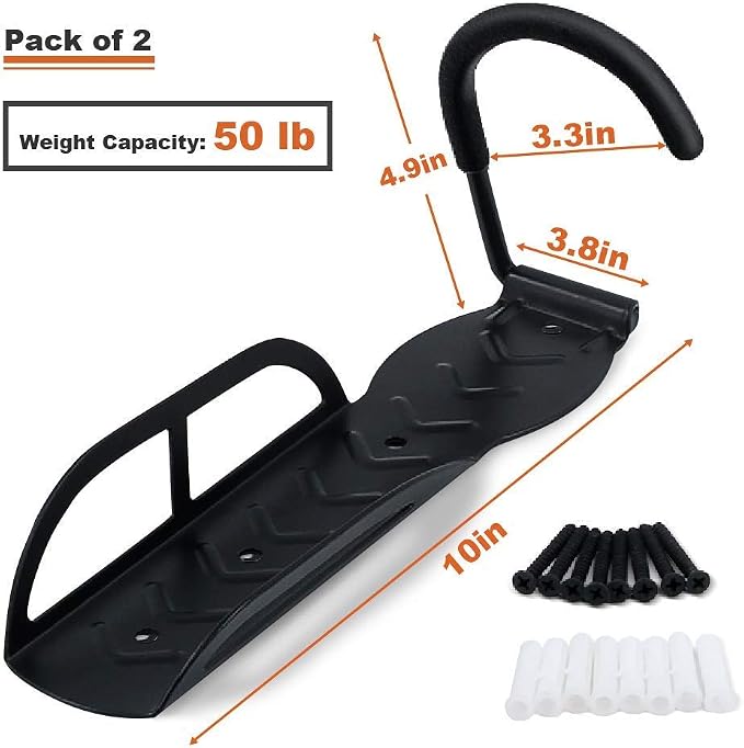 Wallmaster Bike Rack for Garage 2-Pack Bike Hooks Bike Hanger Wall Mount & Bike Ceiling Lift Hoist Hanger Storage Rack
