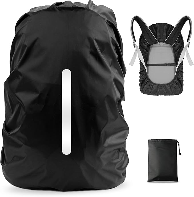 LAMA Waterproof Rain Cover for Backpack, Reflective Rucksack Rain Cover for Anti-Dust/Anti-Theft/Bicycling/Hiking/Camping/Traveling/Outdoor Activities,S Size (for 18L-25L Backpack), 1 Pcs Black