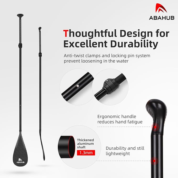 Abahub 3-Piece Stand up Paddles, Lightweight Paddleboard Paddle Oars for Paddleboard, Adjustable Aluminum Alloy Shaft 68" - 84"