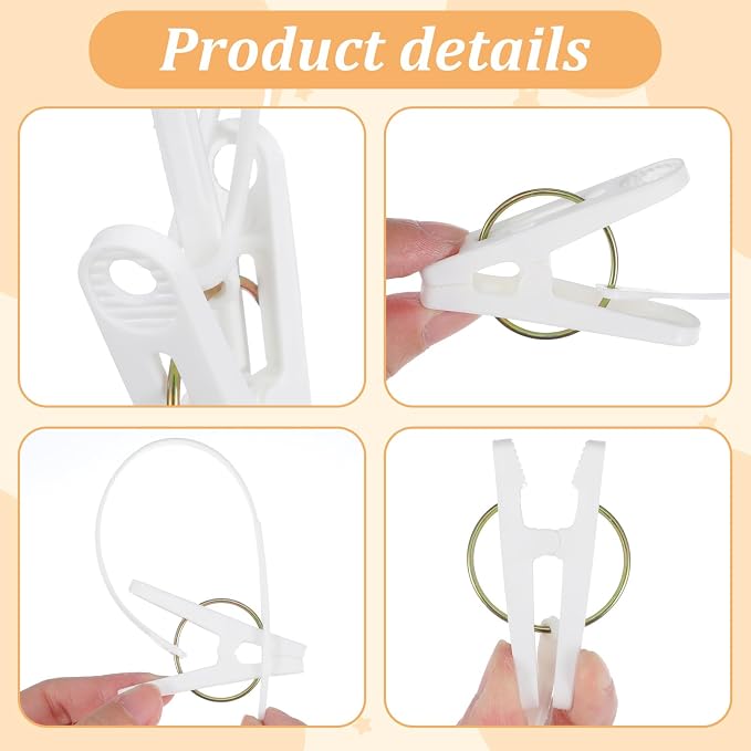 120 Pack Multi-Purpose Laundry Hooks Hanging Clips Bulk with Plastic Rope Hanger Clips for Baby Clothes Closet Organizer for Pants Hat Sock Boot Bra Towel Bathroom Wardrobe Kitchen