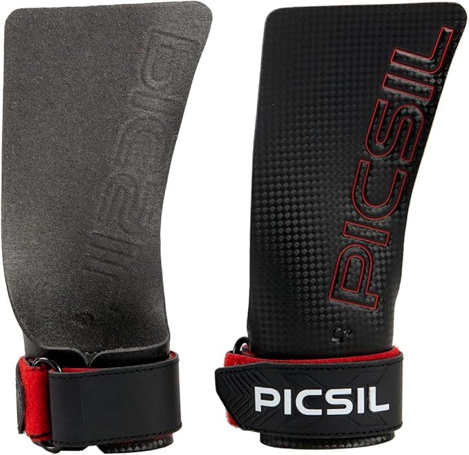 PICSIL - RX Grips | Synthetic Workout & Gymnastics Grips | Ultra-Resistant Carbon Fibre for Cross Training | Helps Prevent Tears & Blisters | Carbon Fibre Material | Use wiht Chalk |