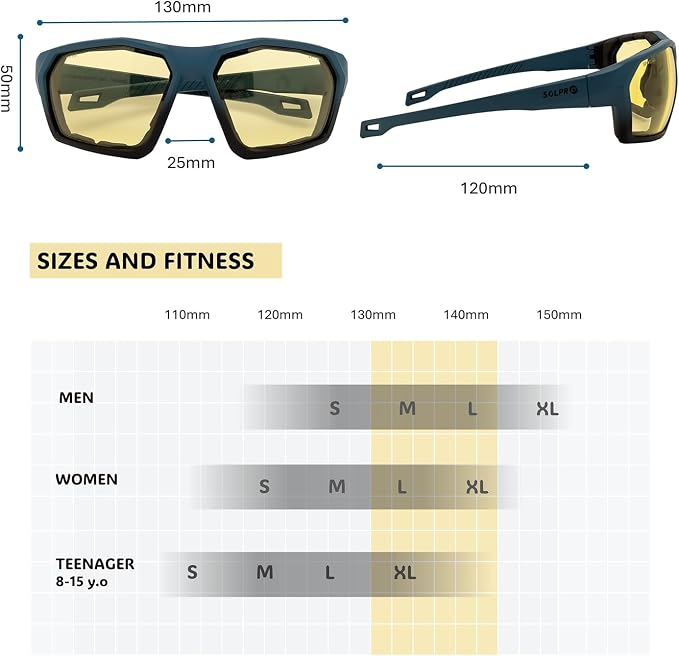 ANSI Z87.1+ Safety Sunglasses, Impact Resistant with EVA Foam, Anti-Fog Windproof for MTB, Cycling, Shooting, Work