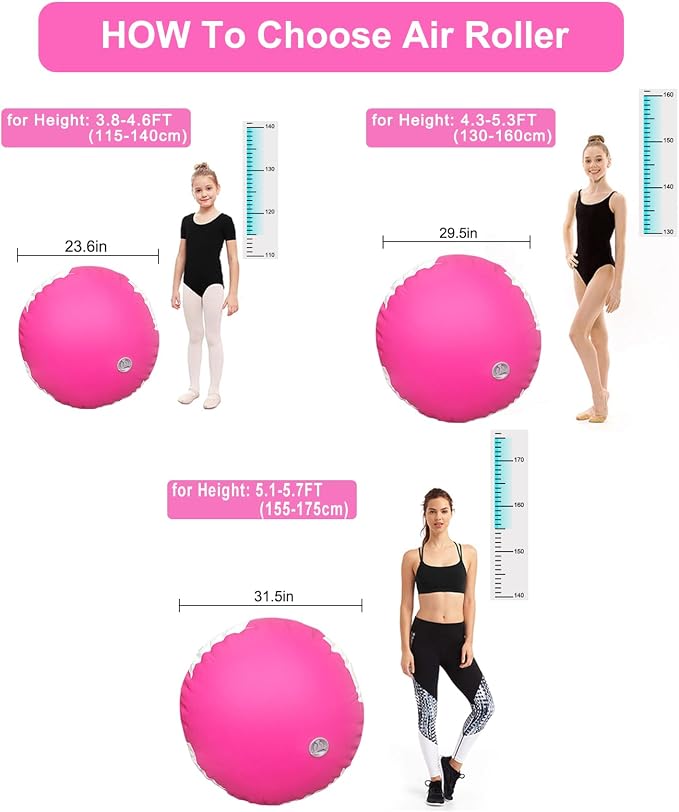 AWSUM Gymnastics Air Barrel, 47.3" x 31.5" Inflatable Tumbling Barrel Backhandspring Training Barrel Air Roller for Back-bend Handstand Cheerleading Yoga Home Gym(No Pump)