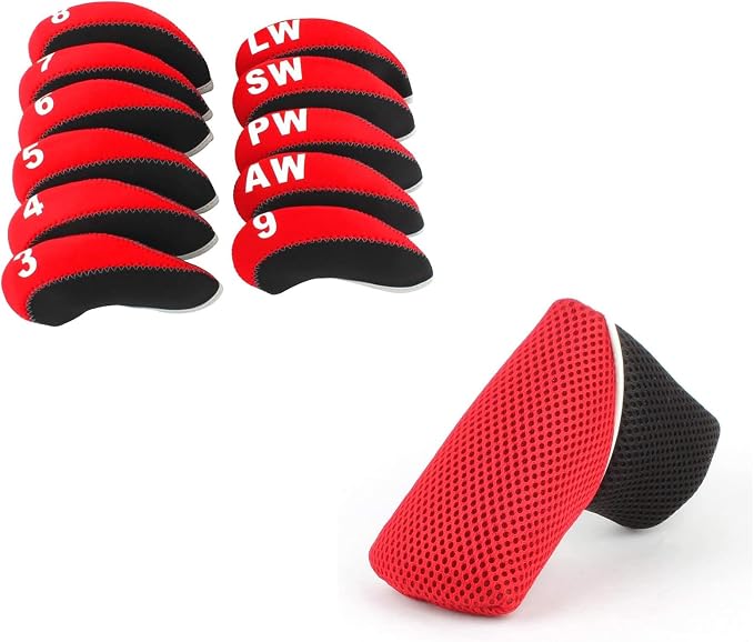 Craftsman Golf Red Headcover 11pcs/Set Neoprene Iron Headcover+ Blade Putter Head Cover