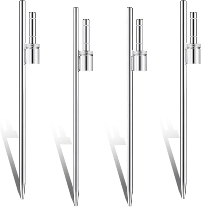 Pelopy 4 Pcs Feather Flag Ground Spike Ground Stake Flag Base Heavy Duty Flags Pole Holder for Outdoor Banner Stakes Fits Poles with 0.65 Inch Inner Diameter, Stake Only (20 Inch)
