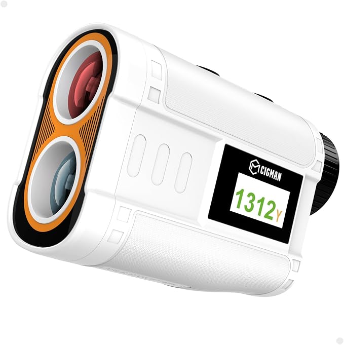 Golf Rangefinder with Slope, CIGMAN 1312 Yards Range Finder Golf, External Color Display, Flag Lock Vibration, 6X Magnification, Rechargeable Laser Range Finder with Magnetic, Ideal