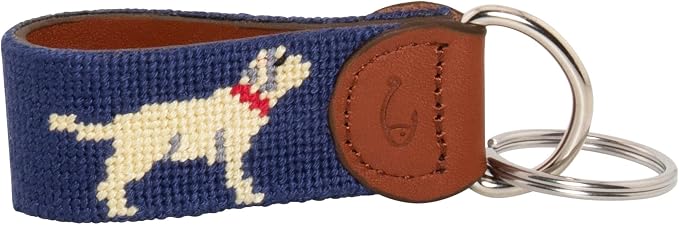 Leather Hand-Stitched Needlepoint Key Fob or Key Chain