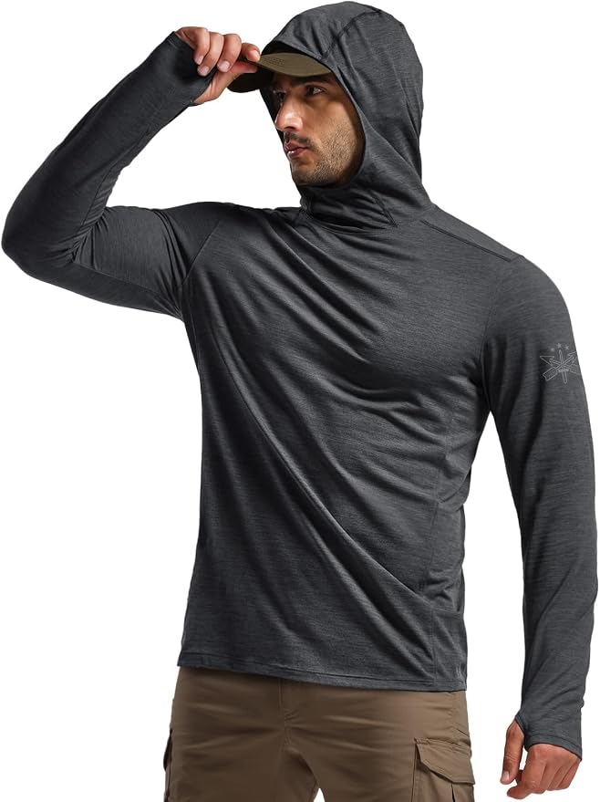 CQR Men's UPF 50+ Sun Protection Long Sleeve Quick Dry Athletic Shirts, Stretch Running Workout Hiking T-Shirts