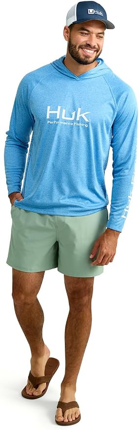HUK Mens Pursuit Vented Long Sleeve Hoodie, Fishing Shirt with Hood