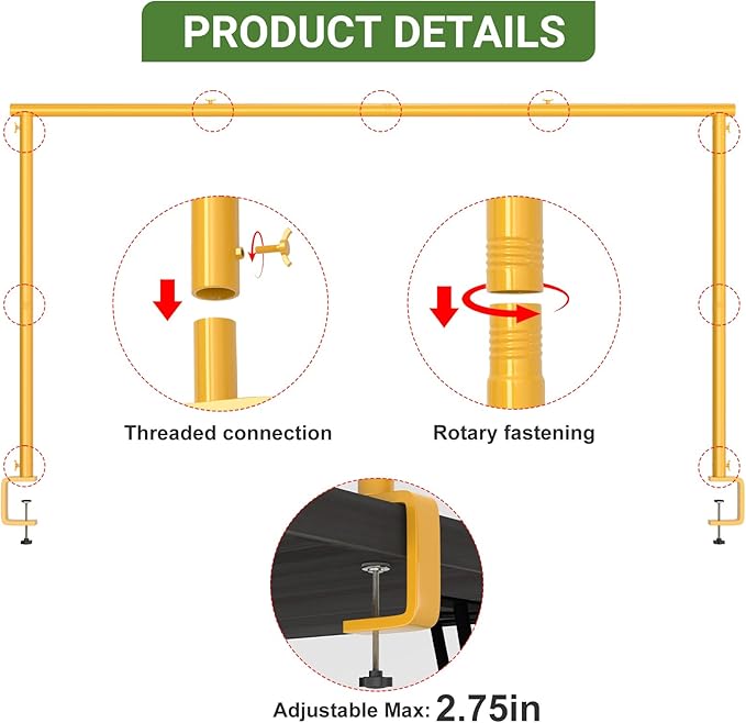 Adjustable Over The Table Arch Stand with Clamps - Heavy Duty Metal Balloon Table Rod for Wedding, Birthday, Halloween, Christmas Decorations -8FTx4FT Indoor & Outdoor Party Decor Frame