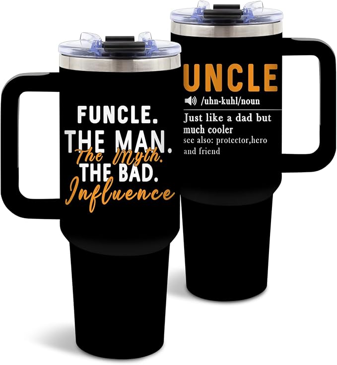DUUV Uncle Gifts from Niece Nephew, Fun Uncle Birthday Gifts for Men, The Man The Myth The Bad Influence Uncles Tumbler 40 Oz, Father's Day Birthday Gifts for Uncles, 1PCS