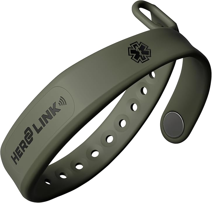 Hero Link® Medical ID Bracelet & Wellness Wristband – Adjustable Silicone, Waterproof, Heat-Resistant, Smart Band with NFC Tag for Instant Emergency Info Access