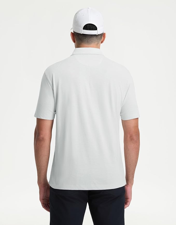 M MAELREG Mens Golf Shirts Short Sleeve Lightweight Soft Cotton Blend with Pocket Summer Casual Daily Wear