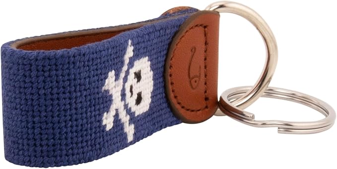 Leather Hand-Stitched Needlepoint Key Fob or Key Chain