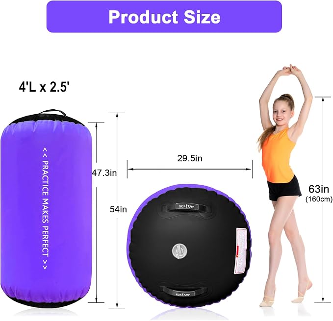 VOFiTNY Inflatable Gymnastics Air mat Tumbling Track with Air Barrel Octagon Mat with Pump for Home/Gym