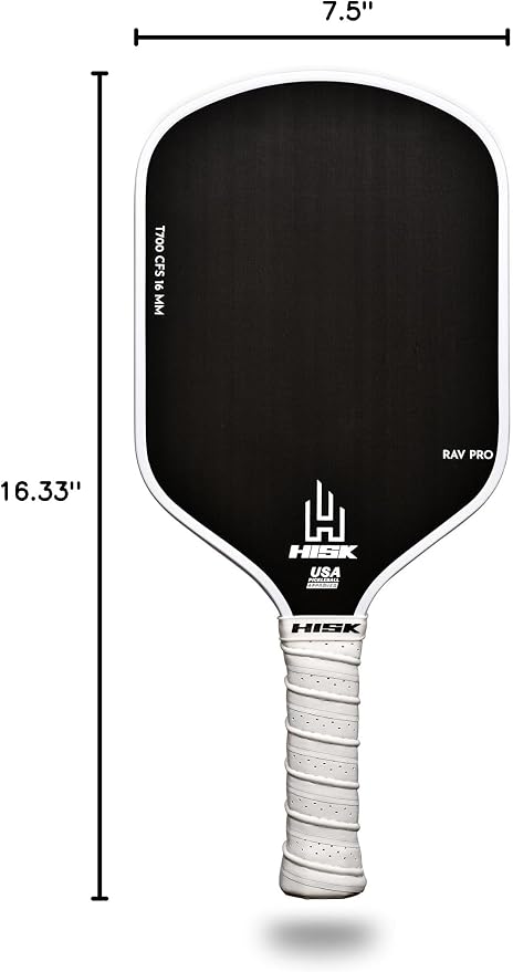 RAV PRO Pickleball Paddle - Ultimate HIGH END 16mm Japanese Toray T700 Raw Carbon Fiber CFS w/Excellent GRIT Roughness Texture, Aero Dynamic Curve, USAPA Approved, Non Slip Grip