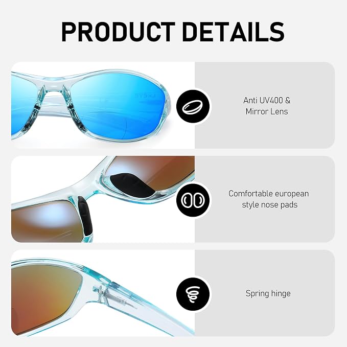 LKEYE Bifocal Reading Sunglasses Men Women Sports Style Sun Reader Wrap Around Build-In UV Protection Driving glasses LK6092