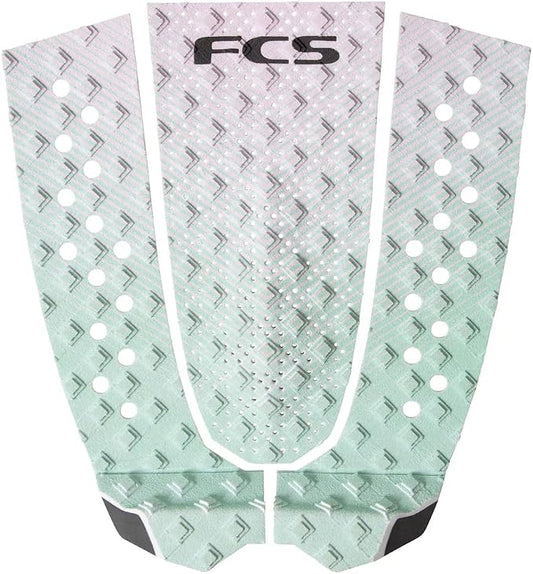 FCS Athlete Series Sky Brown Sea Foam Traction Pad – Sugarcane Bio‑Foam, 3‑Piece T‑3 Pad with Double Groove, Coffin Arch & High Tail Kick – Signature Pastel Design for Surfboards