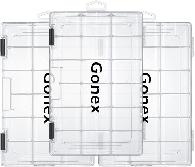 Gonex 3600 3700 Fishing Tackle Trays Lure Box with Adjustable Dividers | Clear PP Material, Adjustable Compartments, Fits Standard Tackle Box , For Fishing Lures Hooks Beads Accessories Storage