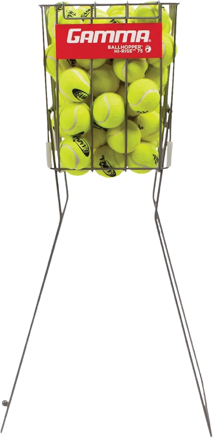 GAMMA Sports Tennis Ball Hopper Hi-Rise 75 with 20 Pack Pressureless Tennis Balls and Mesh Bag