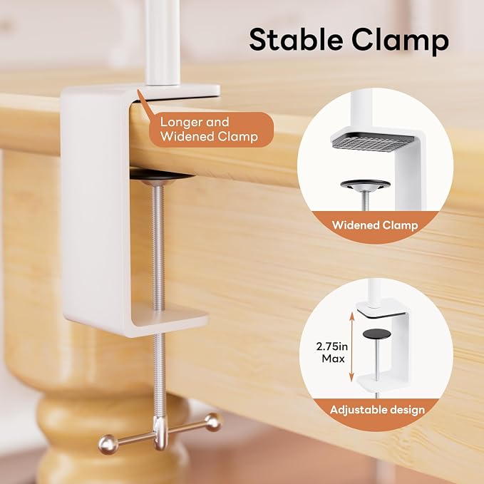 XLHOMO Over The Table Rod Stand with Clamps, Adjustable 32''-79'' Tall 32"-131" Length, White Table Arch Stand Metal Balloon Frame Hanging Rod for Weddings Birthdays Party Garden Arbors Decoration