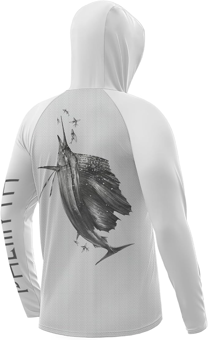 Palmyth Men's Fishing Hoodie Shirt UPF 50+ Quick-Dry Breathable Long Sleeve | Long Sleeve Fishing Shirt, UPF 50+ Sun Protection, Quick-Dry Fabric, Breathable Mesh Back, Built-in Face Mask, 4-way Stretch