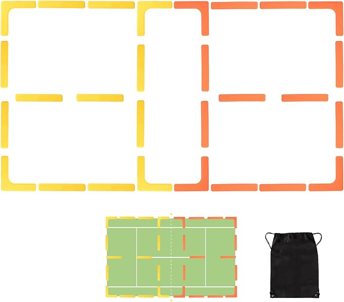 Hikeen Court Lines Marker Kit Anti-Slip and Wind-Resistant Throw Down Markers 28pcs or 84pcs, Pickleball Net Court for Outdoor Indoor Court