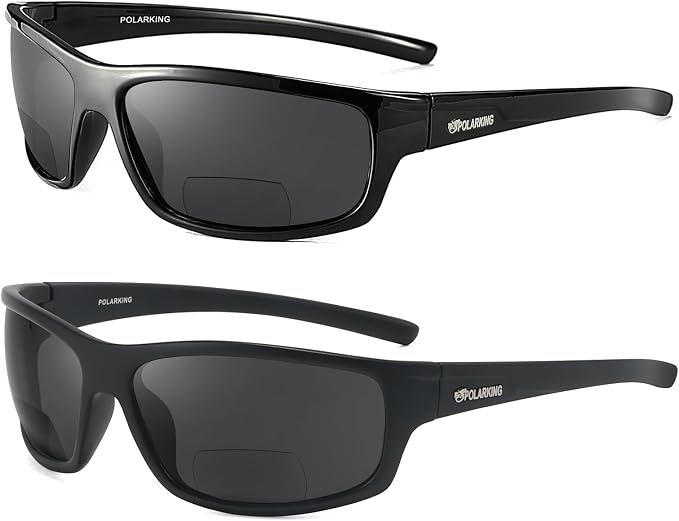 POLARKING Bifocal Reading Sunglasses for Men and Women,Wrap Around Sport Fishing Reader Sun Glasses UV Protection Eyewear