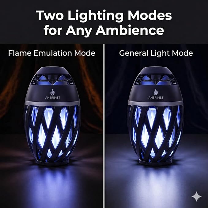 ANERIMST for Dad, Outdoor Bluetooth Speakers with LED Torch Light – Wireless & Waterproof Speaker for Garden, Patio, 360° Sound, 24-Hour Playtime for Men (Blue Light)